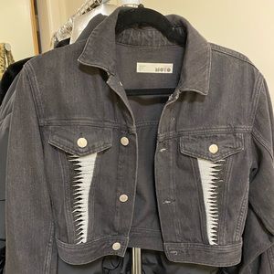 Cropped black denim top shop jacket